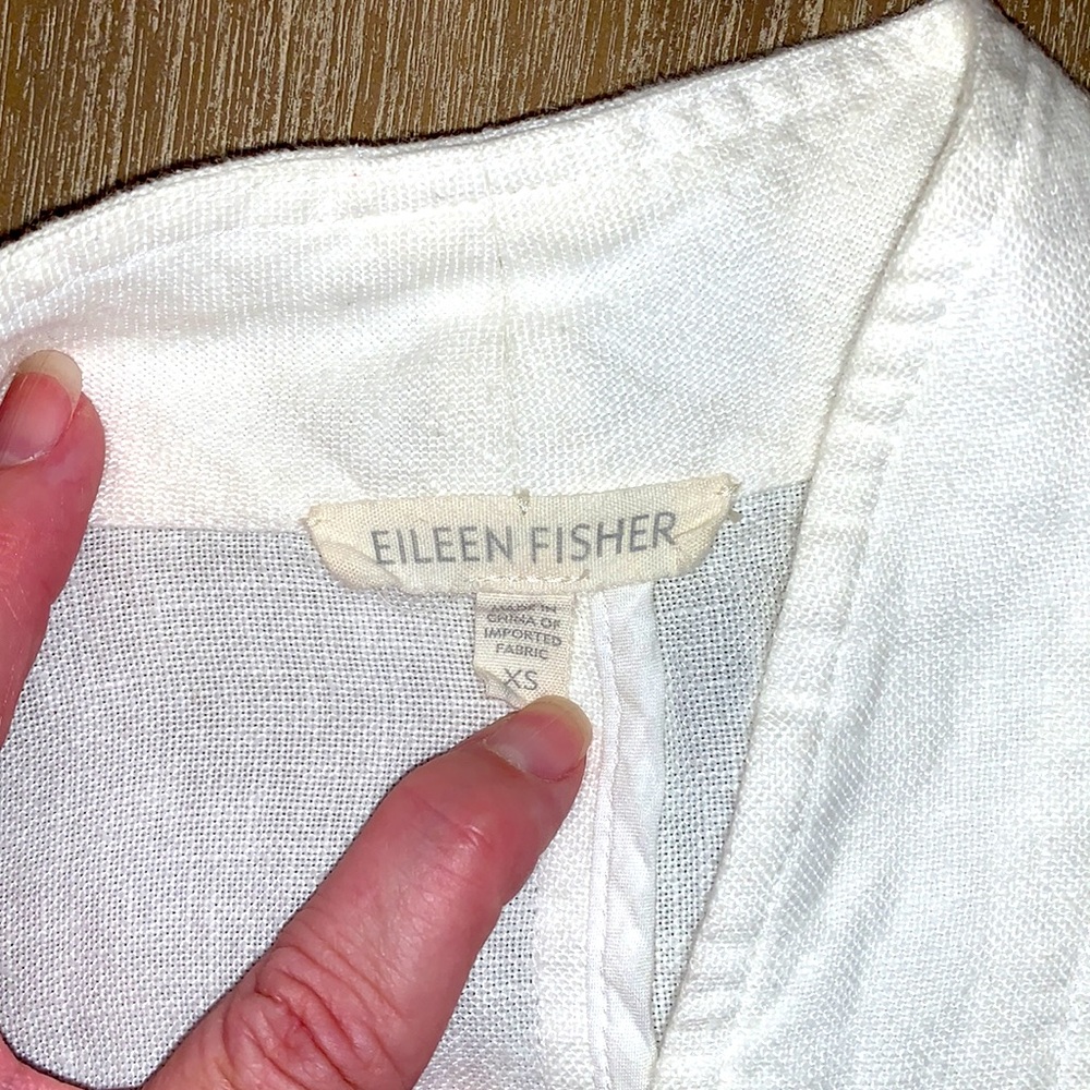 Eileen Fisher White Linen Top Jacket - Picture 3 of 6